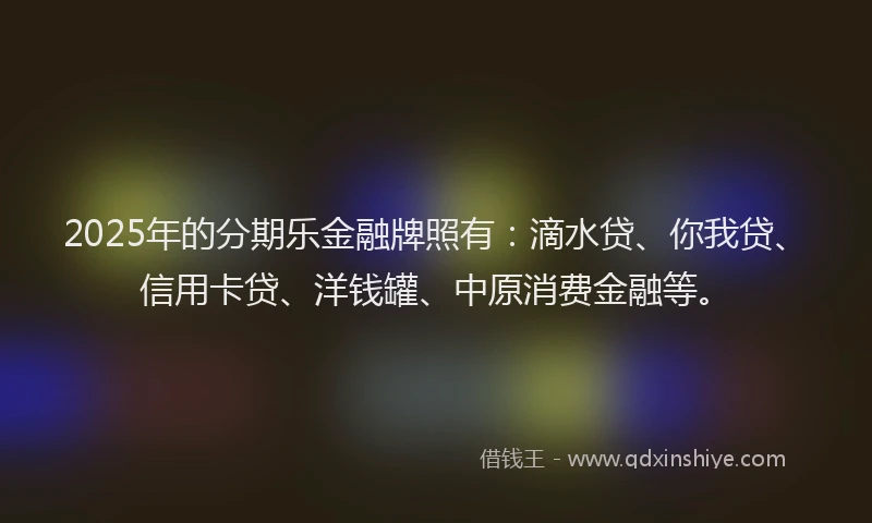 2025年的分期乐金融牌照有：滴水贷、你我贷、信用卡贷、洋钱罐、中原消费金融等。