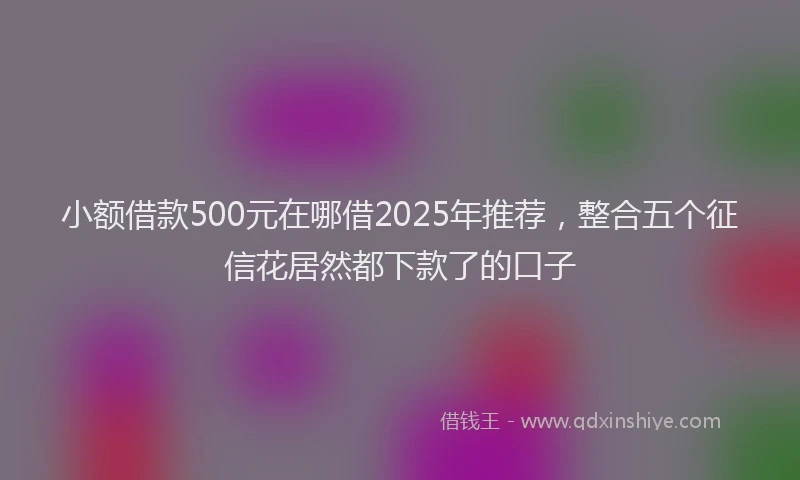 小额借款500元在哪借2025年推荐，整合五个征信花居然都下款了的口子