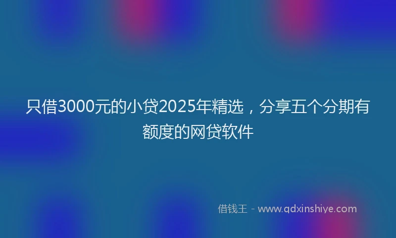 只借3000元的小贷2025年精选，分享五个分期有额度的网贷软件