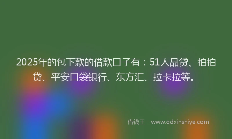 2025年的包下款的借款口子有：51人品贷、拍拍贷、平安口袋银行、东方汇、拉卡拉等。