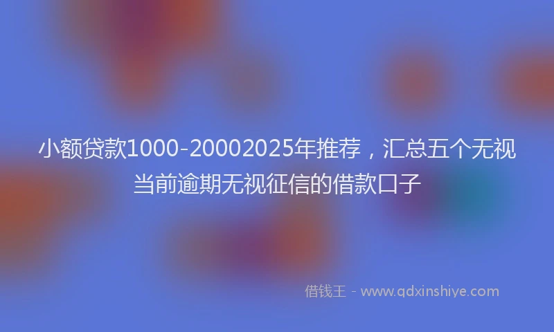 小额贷款1000-20002025年推荐，汇总五个无视当前逾期无视征信的借款口子