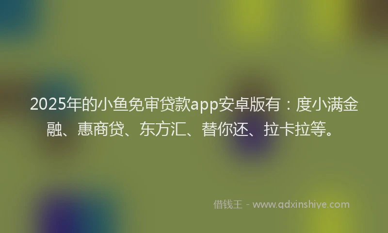 2025年的小鱼免审贷款app安卓版有：度小满金融、惠商贷、东方汇、替你还、拉卡拉等。