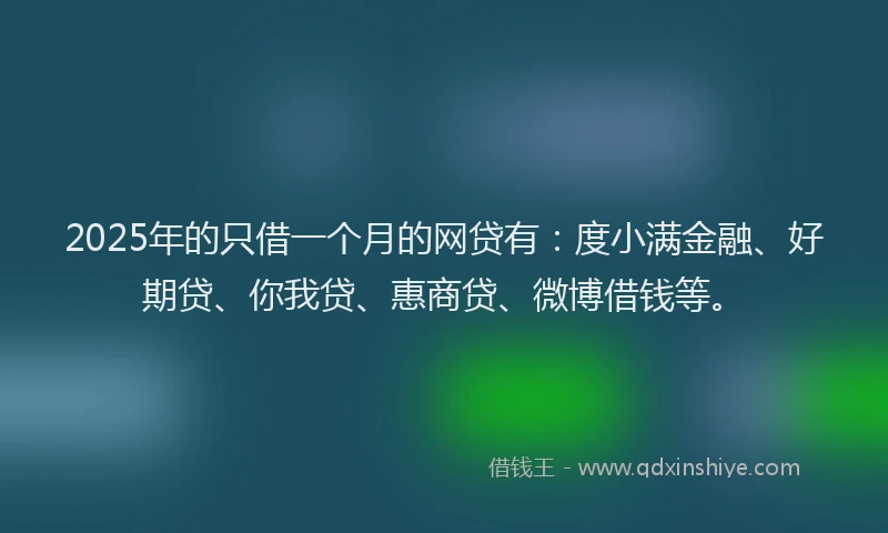 2025年的只借一个月的网贷有：度小满金融、好期贷、你我贷、惠商贷、微博借钱等。