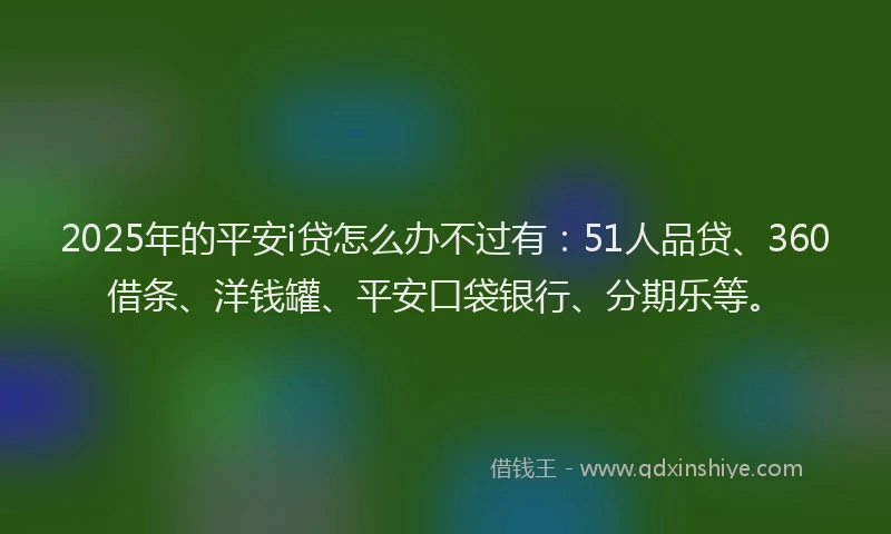 2025年的平安i贷怎么办不过有：51人品贷、360借条、洋钱罐、平安口袋银行、分期乐等。