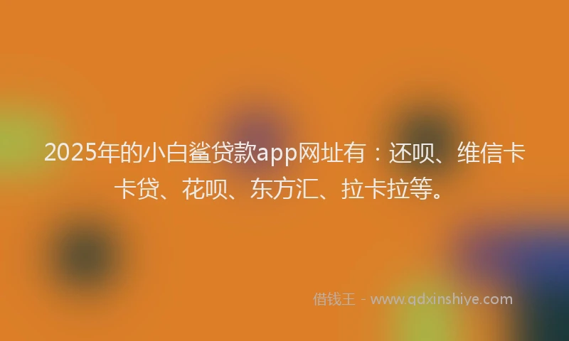 2025年的小白鲨贷款app网址有：还呗、维信卡卡贷、花呗、东方汇、拉卡拉等。