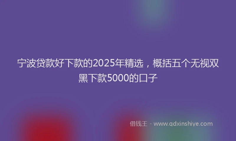 宁波贷款好下款的2025年精选，概括五个无视双黑下款5000的口子