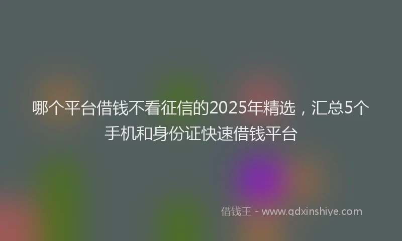 哪个平台借钱不看征信的2025年精选，汇总5个手机和身份证快速借钱平台