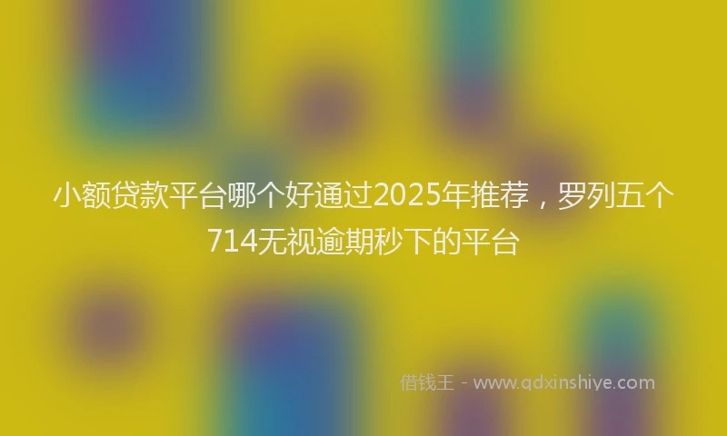 小额贷款平台哪个好通过2025年推荐，罗列五个714无视逾期秒下的平台