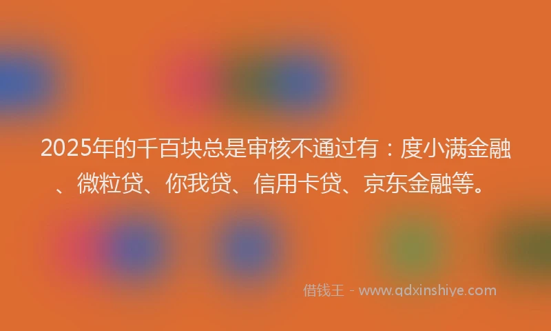 2025年的千百块总是审核不通过有：度小满金融、微粒贷、你我贷、信用卡贷、京东金融等。