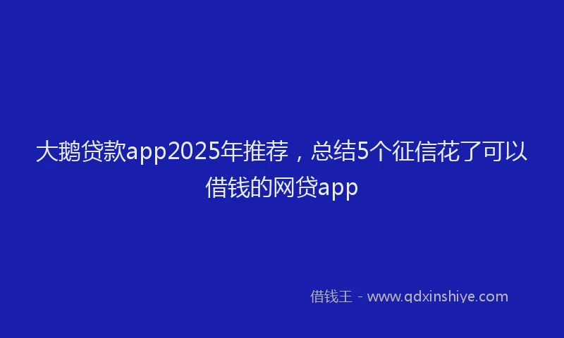 大鹅贷款app2025年推荐，总结5个征信花了可以借钱的网贷app