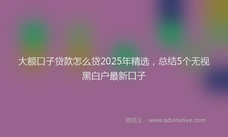 大额口子贷款怎么贷2025年精选，总结5个无视黑白户最新口子