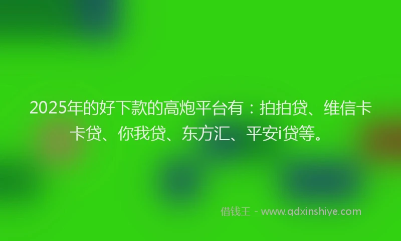 2025年的好下款的高炮平台有：拍拍贷、维信卡卡贷、你我贷、东方汇、平安i贷等。