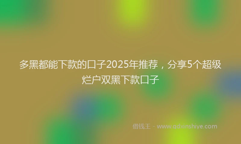 多黑都能下款的口子2025年推荐，分享5个超级烂户双黑下款口子