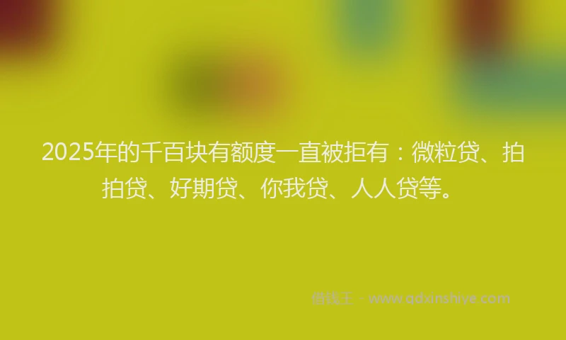 2025年的千百块有额度一直被拒有：微粒贷、拍拍贷、好期贷、你我贷、人人贷等。