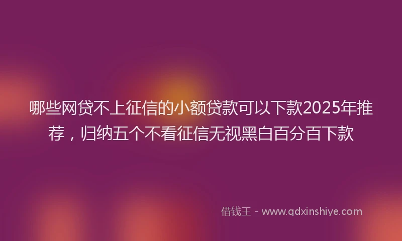 哪些网贷不上征信的小额贷款可以下款2025年推荐，归纳五个不看征信无视黑白百分百下款