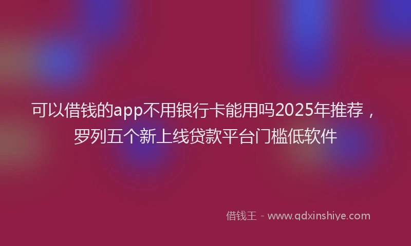可以借钱的app不用银行卡能用吗2025年推荐，罗列五个新上线贷款平台门槛低软件