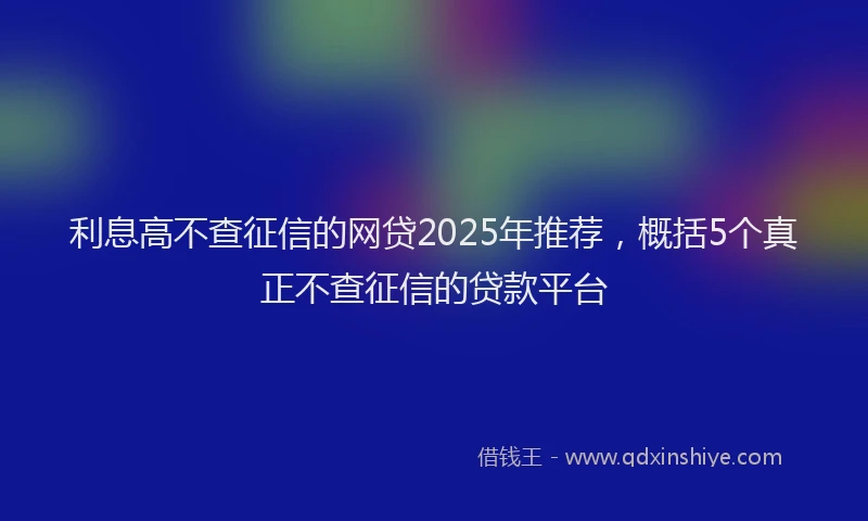 利息高不查征信的网贷2025年推荐，概括5个真正不查征信的贷款平台