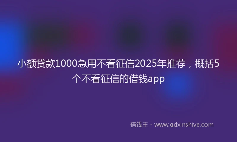小额贷款1000急用不看征信2025年推荐，概括5个不看征信的借钱app