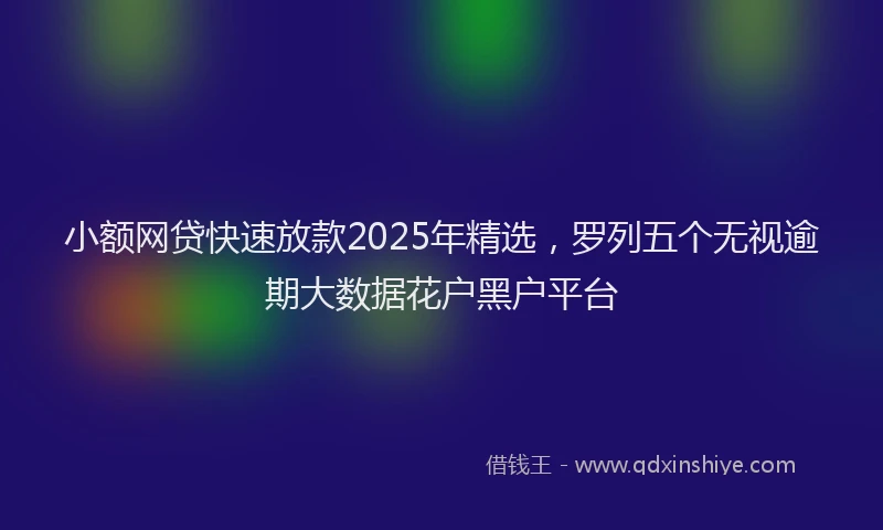 小额网贷快速放款2025年精选，罗列五个无视逾期大数据花户黑户平台