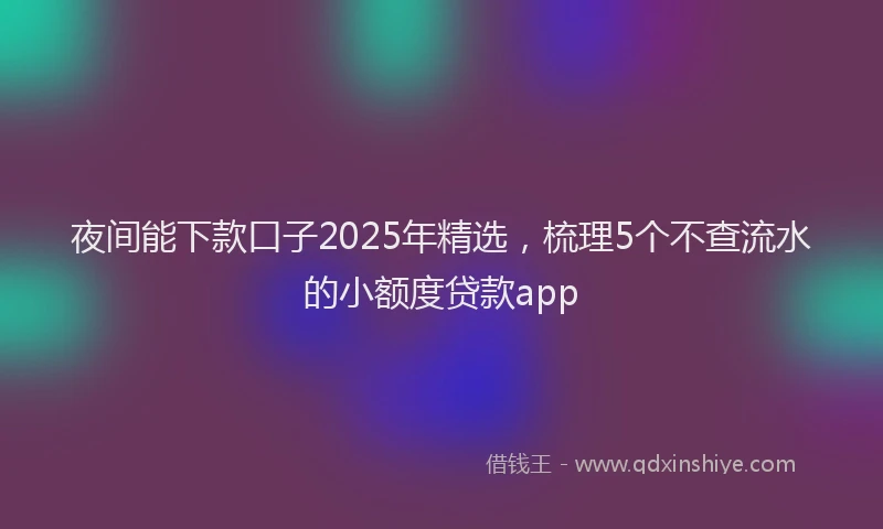 夜间能下款口子2025年精选，梳理5个不查流水的小额度贷款app