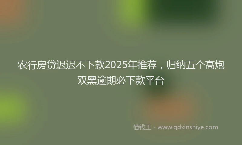 农行房贷迟迟不下款2025年推荐，归纳五个高炮双黑逾期必下款平台