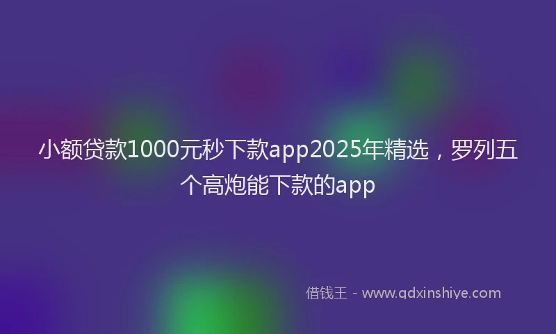 小额贷款1000元秒下款app2025年精选，罗列五个高炮能下款的app