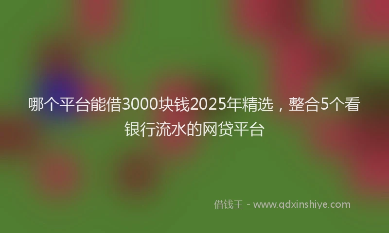 哪个平台能借3000块钱2025年精选，整合5个看银行流水的网贷平台