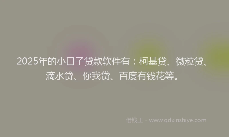 2025年的小口子贷款软件有：柯基贷、微粒贷、滴水贷、你我贷、百度有钱花等。