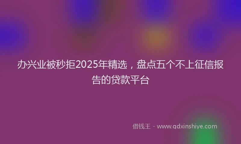 办兴业被秒拒2025年精选，盘点五个不上征信报告的贷款平台