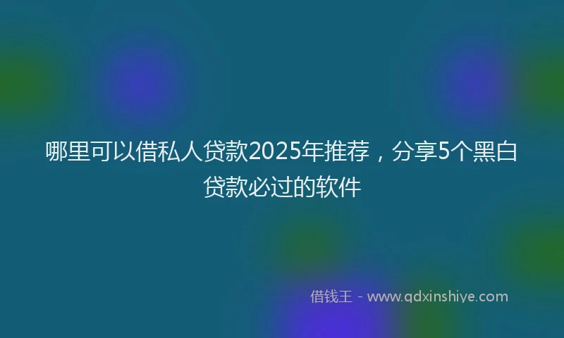 哪里可以借私人贷款2025年推荐，分享5个黑白贷款必过的软件