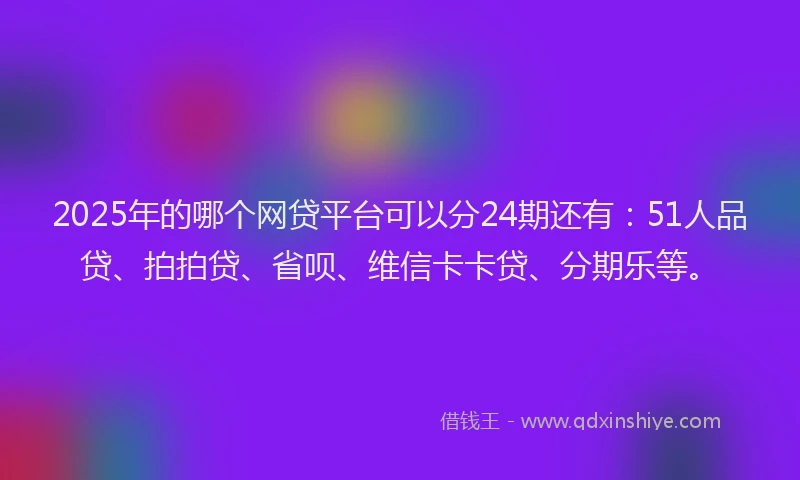 2025年的哪个网贷平台可以分24期还有：51人品贷、拍拍贷、省呗、维信卡卡贷、分期乐等。
