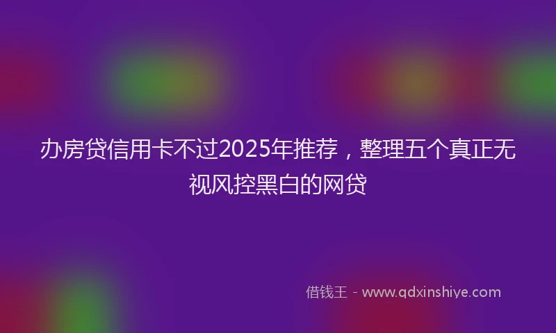办房贷信用卡不过2025年推荐，整理五个真正无视风控黑白的网贷