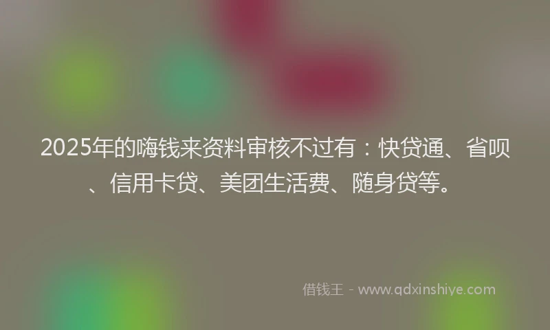 2025年的嗨钱来资料审核不过有：快贷通、省呗、信用卡贷、美团生活费、随身贷等。