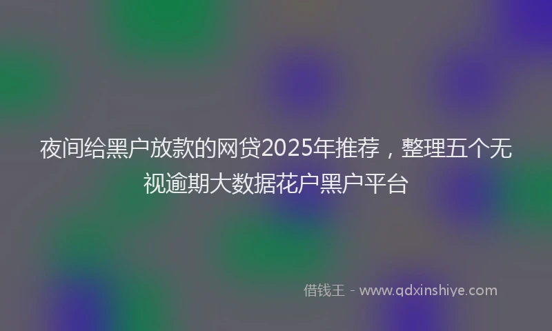 夜间给黑户放款的网贷2025年推荐，整理五个无视逾期大数据花户黑户平台