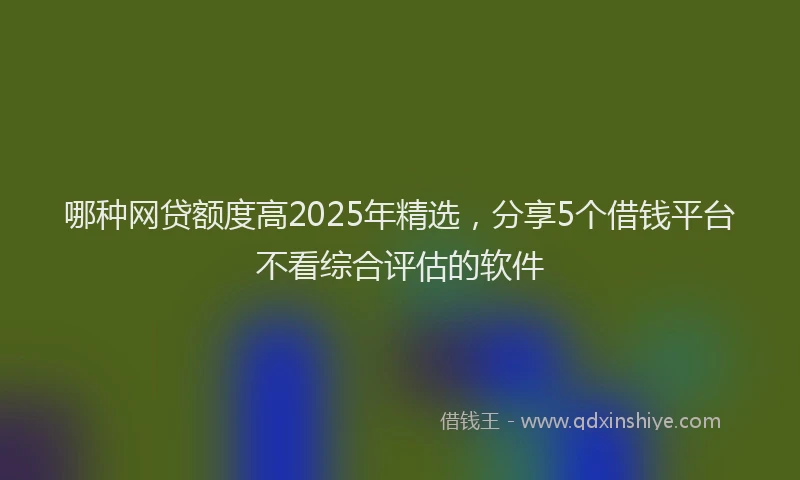 哪种网贷额度高2025年精选，分享5个借钱平台不看综合评估的软件