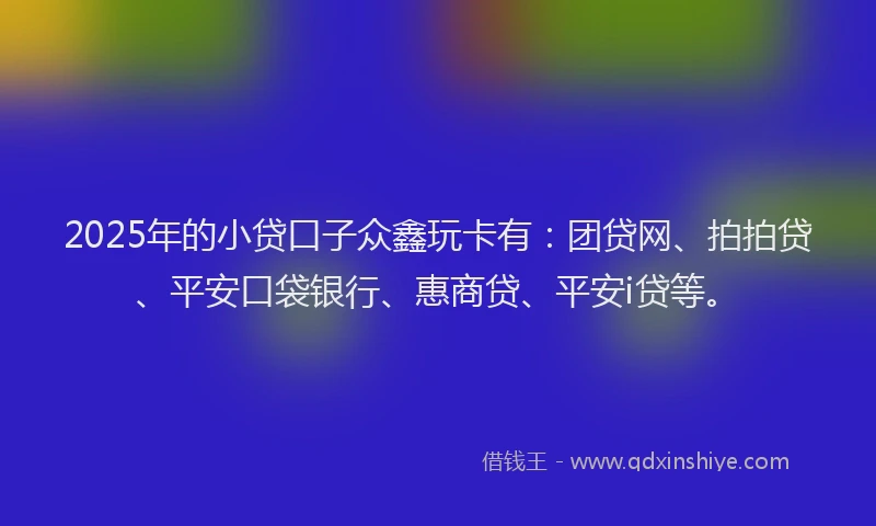 2025年的小贷口子众鑫玩卡有：团贷网、拍拍贷、平安口袋银行、惠商贷、平安i贷等。