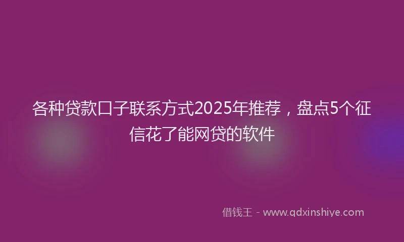 各种贷款口子联系方式2025年推荐，盘点5个征信花了能网贷的软件