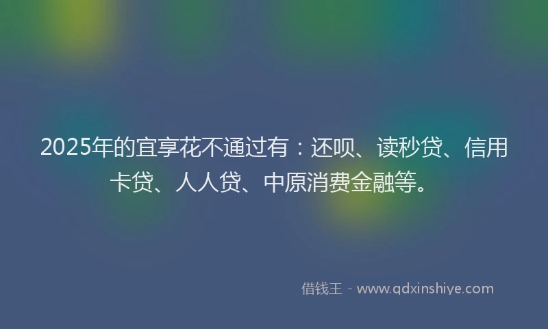 2025年的宜享花不通过有：还呗、读秒贷、信用卡贷、人人贷、中原消费金融等。