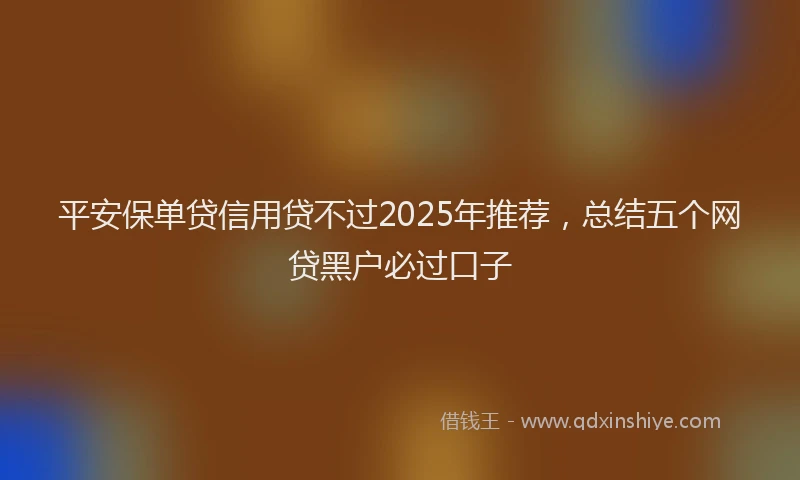 平安保单贷信用贷不过2025年推荐，总结五个网贷黑户必过口子