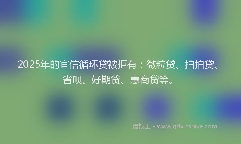 2025年的宜信循环贷被拒有：微粒贷、拍拍贷、省呗、好期贷、惠商贷等。