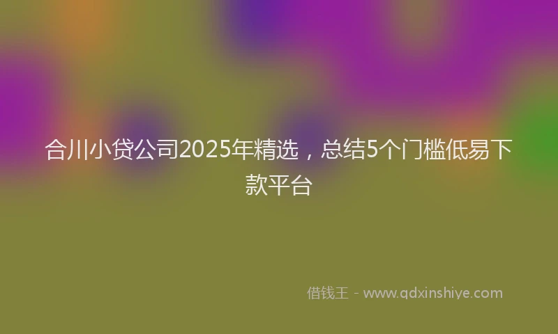 合川小贷公司2025年精选，总结5个门槛低易下款平台