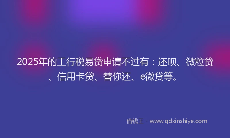 2025年的工行税易贷申请不过有：还呗、微粒贷、信用卡贷、替你还、e微贷等。