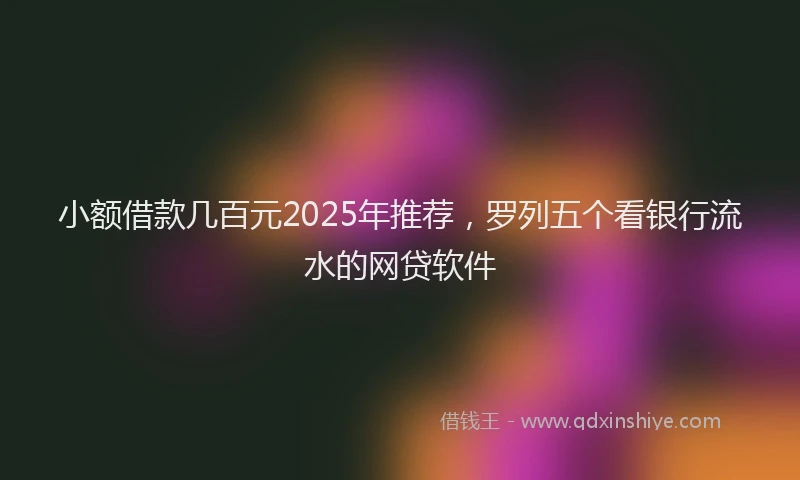 小额借款几百元2025年推荐，罗列五个看银行流水的网贷软件