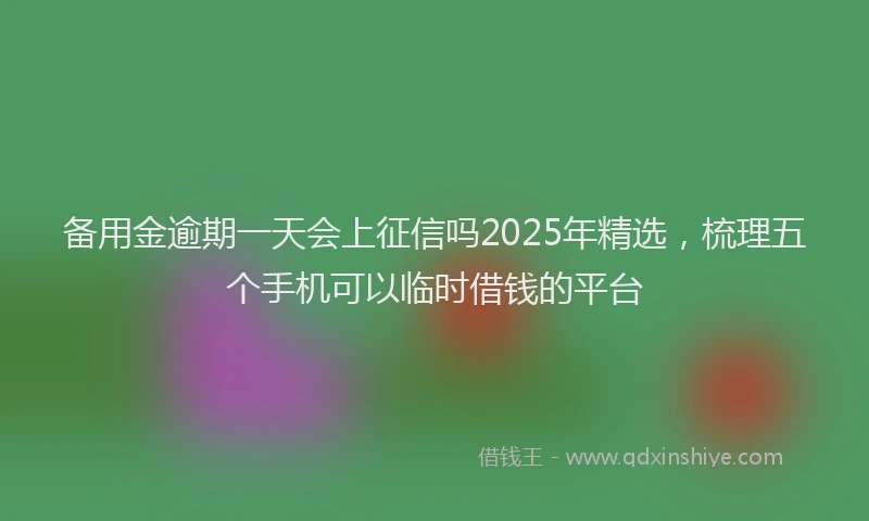 备用金逾期一天会上征信吗2025年精选，梳理五个手机可以临时借钱的平台