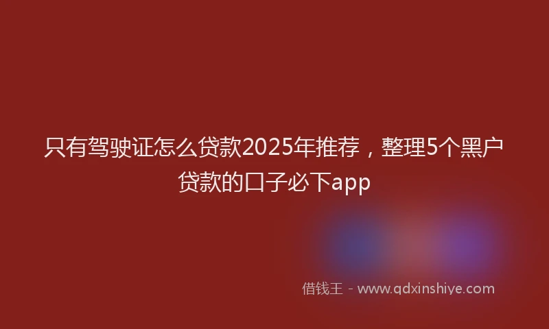 只有驾驶证怎么贷款2025年推荐，整理5个黑户贷款的口子必下app