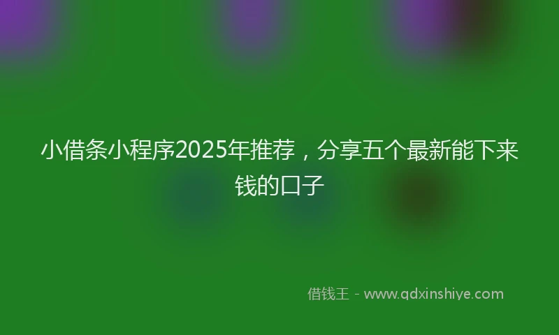 小借条小程序2025年推荐，分享五个最新能下来钱的口子