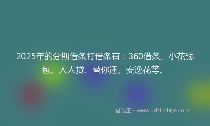 2025年的分期借条打借条有：360借条、小花钱包、人人贷、替你还、安逸花等。