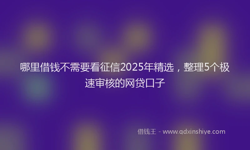 哪里借钱不需要看征信2025年精选，整理5个极速审核的网贷口子