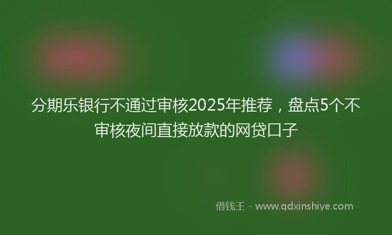分期乐银行不通过审核2025年推荐，盘点5个不审核夜间直接放款的网贷口子
