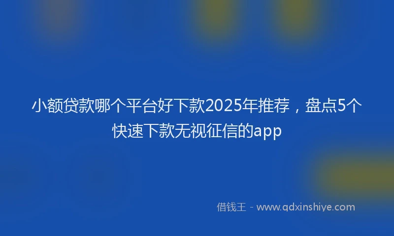 小额贷款哪个平台好下款2025年推荐，盘点5个快速下款无视征信的app